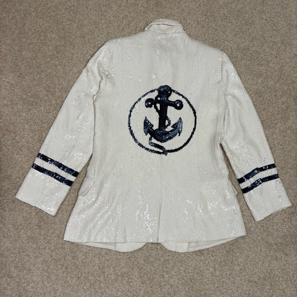 L'AGENCE Sequin Blazer with Anchor Design